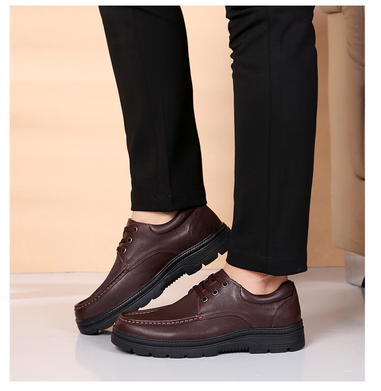 男士平头休闲宽头皮鞋大码头层牛皮加肥加宽男鞋大头鞋宽脚肥胖鞋子