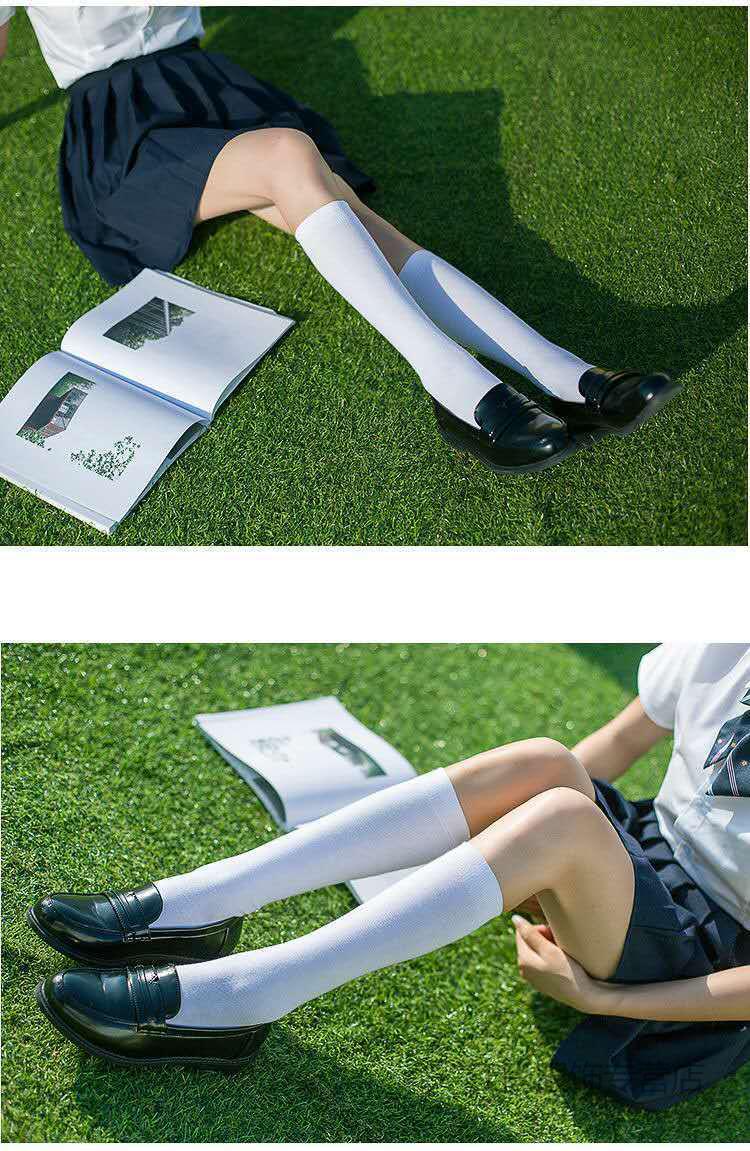 制服小腿袜过膝袜带杠日系班服校服袜子长腿袜中筒短袜黑色小腿袜