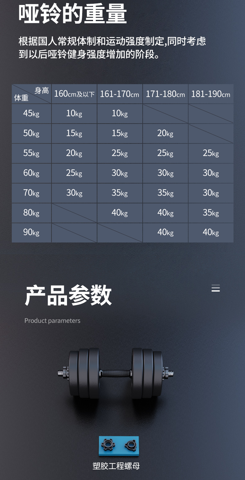 2022年新款 哑铃套装 哑铃男士健身家用杠铃初学者可调节重量 总重15