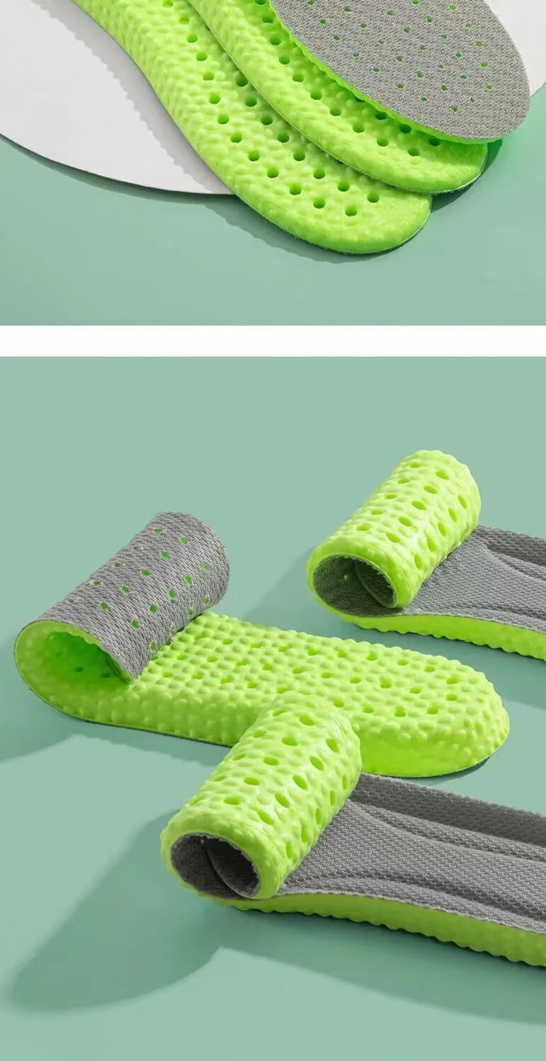 精选鞋垫踩屎感运动加厚夏季学生专用鞋垫绿底灰面水洗大力棉3双4142