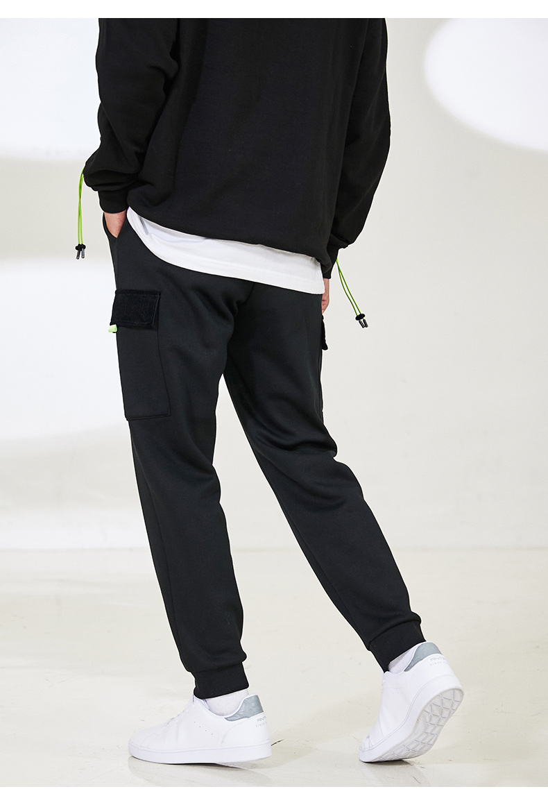 新款加绒保暖针织宽松卫裤束脚收口小脚 加厚休闲工装裤运动长裤子