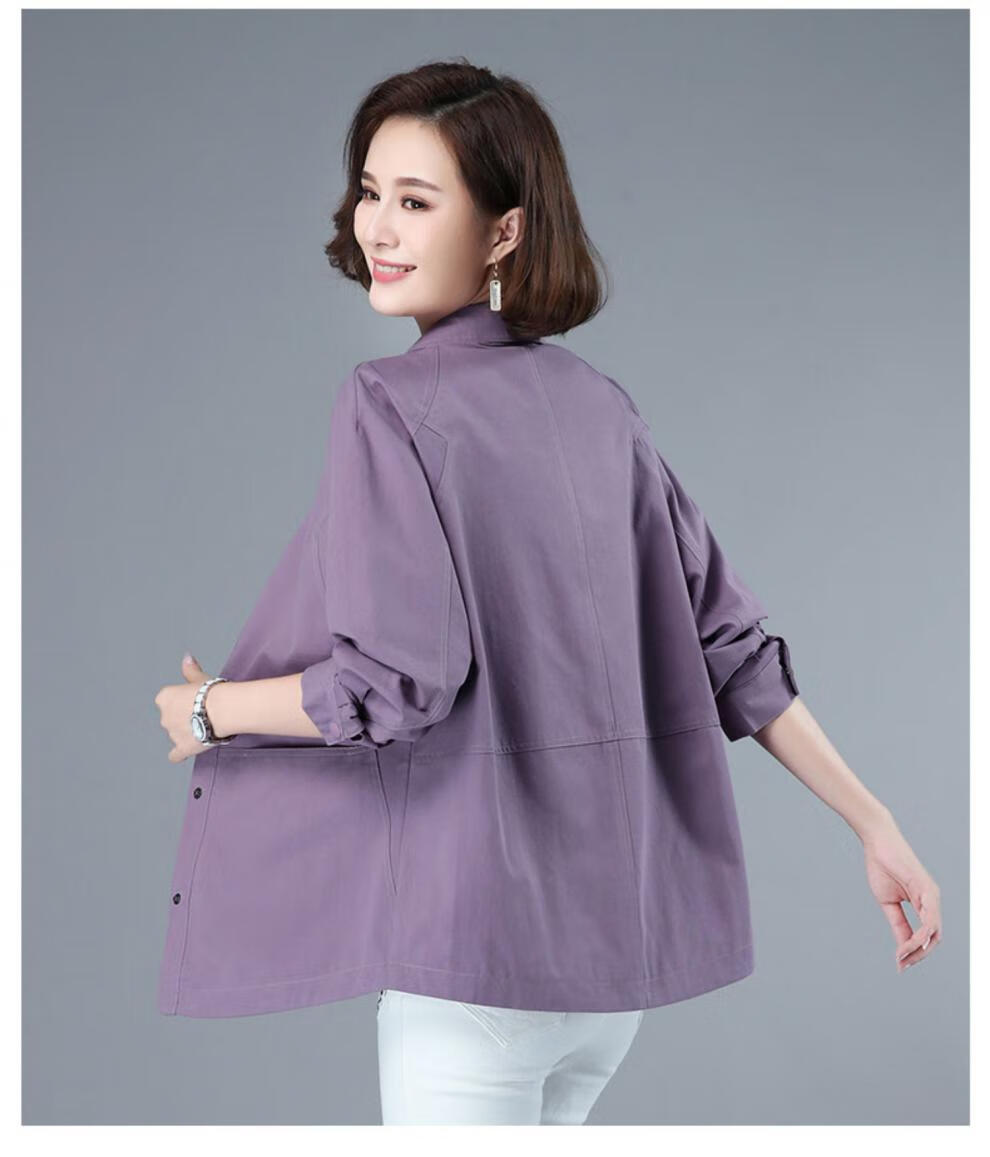 妈妈秋装新款外套薄款宽松中老年洋气两用衫女大码纯棉中年人上衣