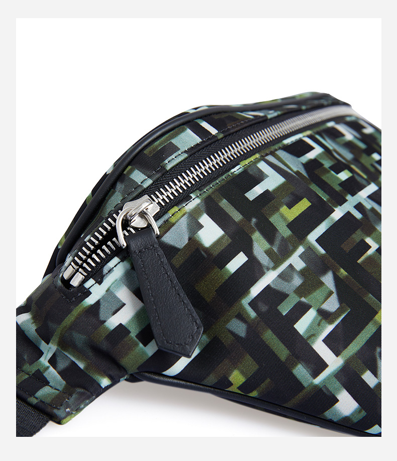 2020新款fendi芬迪男士拼色迷彩尼龙ff印花图案腰包 迷彩
