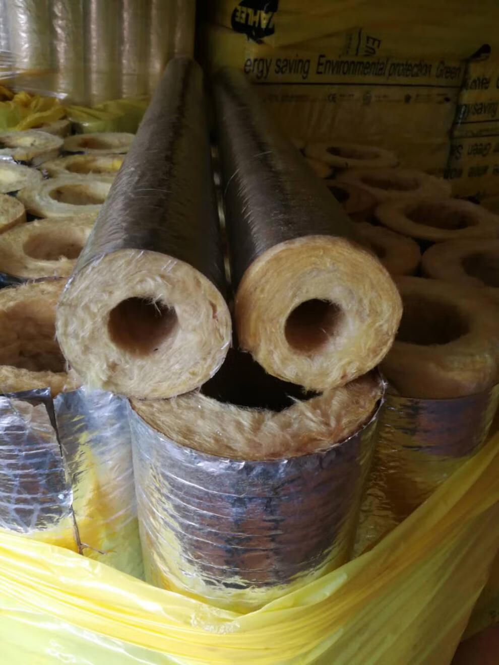 中央空调保温通风软管钢丝铝箔伸缩保温管玻璃棉管壳锅炉房铁管保温管