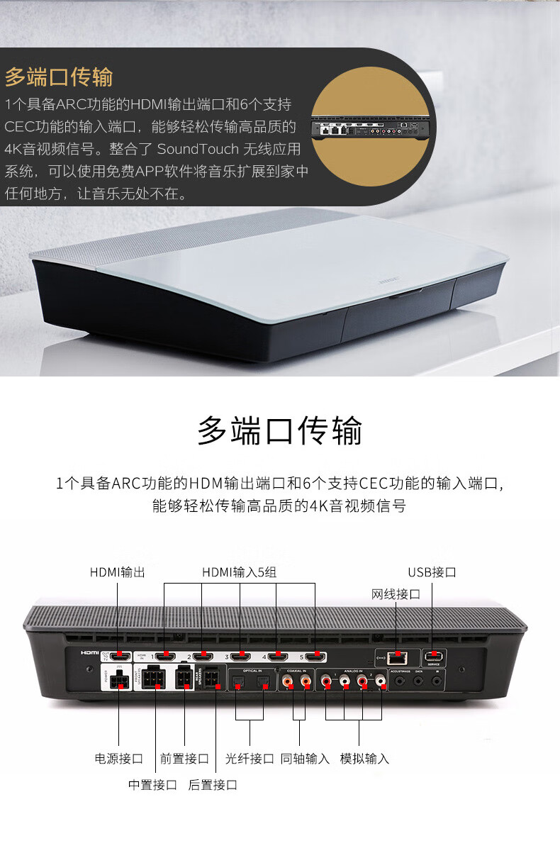 Bose Lifestyle 650 博士家庭影院5 1无线蓝牙音箱电视投影音响多端口传输650 标配 4吊架 1中置 架 智能音响 天津同创骏启净化设备有限公司