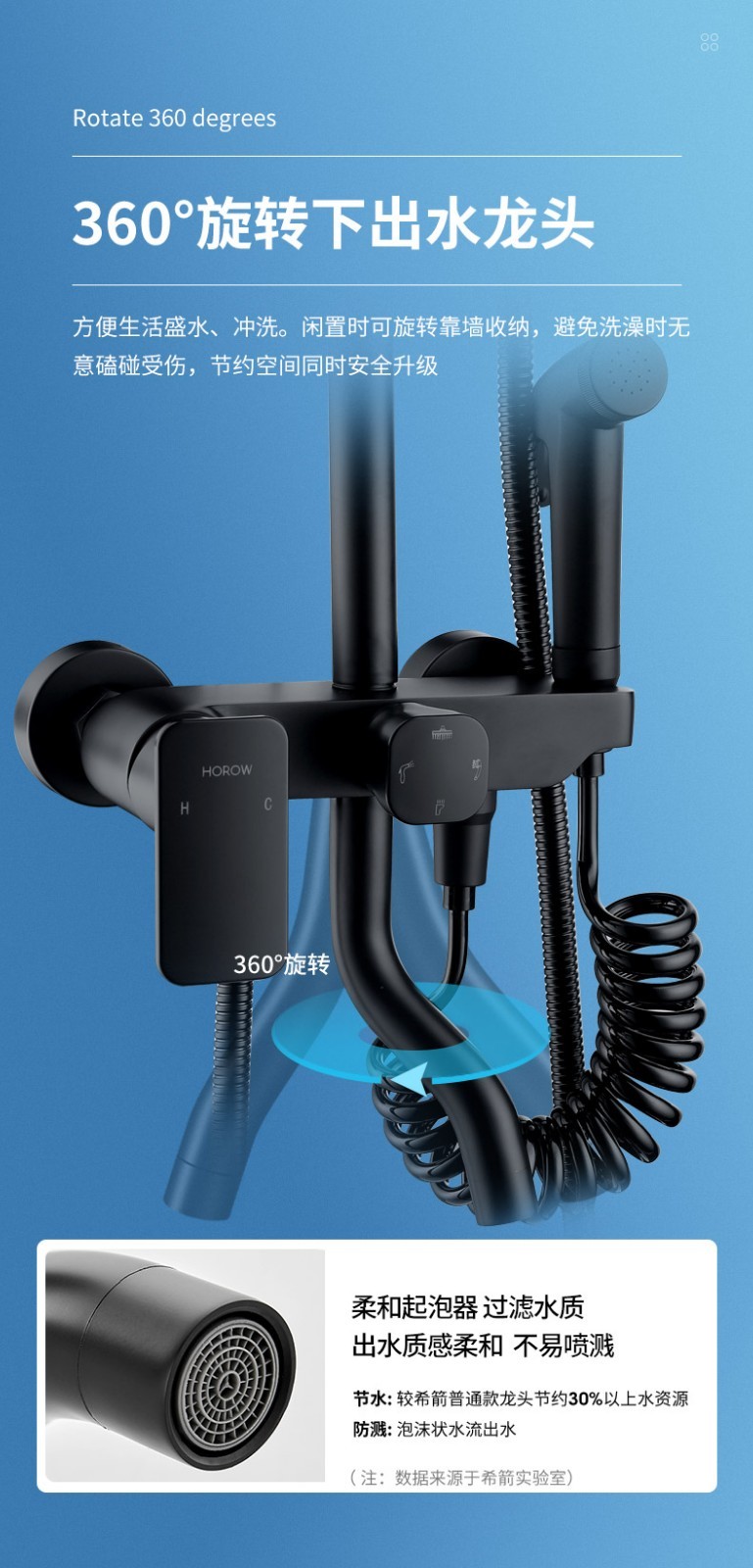 希箭horow卫浴淋浴花洒套装全铜龙头增压顶喷手持花洒喷头套装店长热