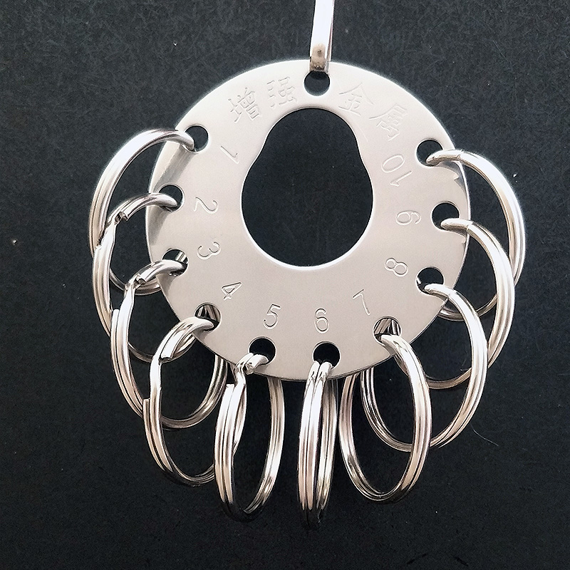 小迷你新款纯色不锈钢钥匙盘链板串可标记数字号码牌扣环管理 30孔配