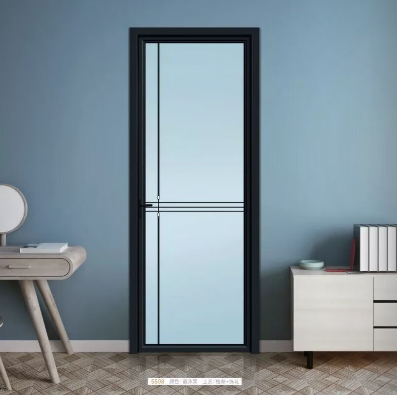 高端防水钛镁合金卫生间门厕所门极窄钢化玻璃平开门厨房门简约门14厚
