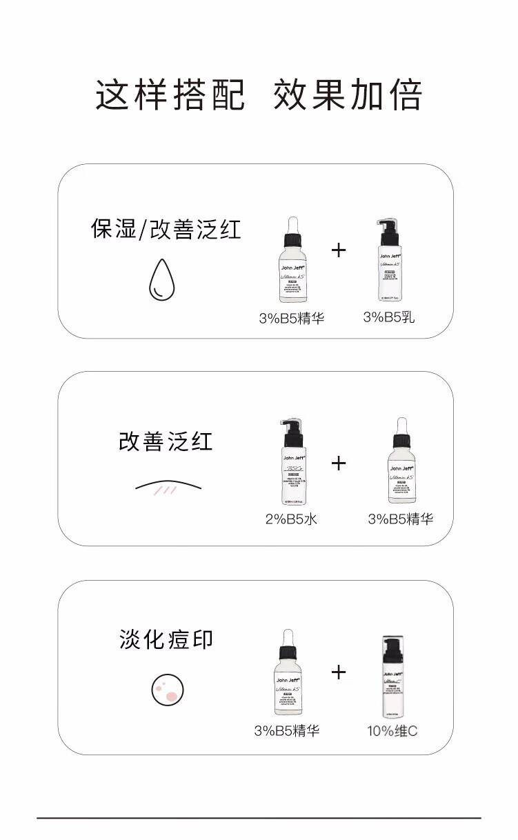 John Jeff1.325%油橄榄面部精华液女改善泛红控油舒缓敏男女学生 10%B5精华液15ml