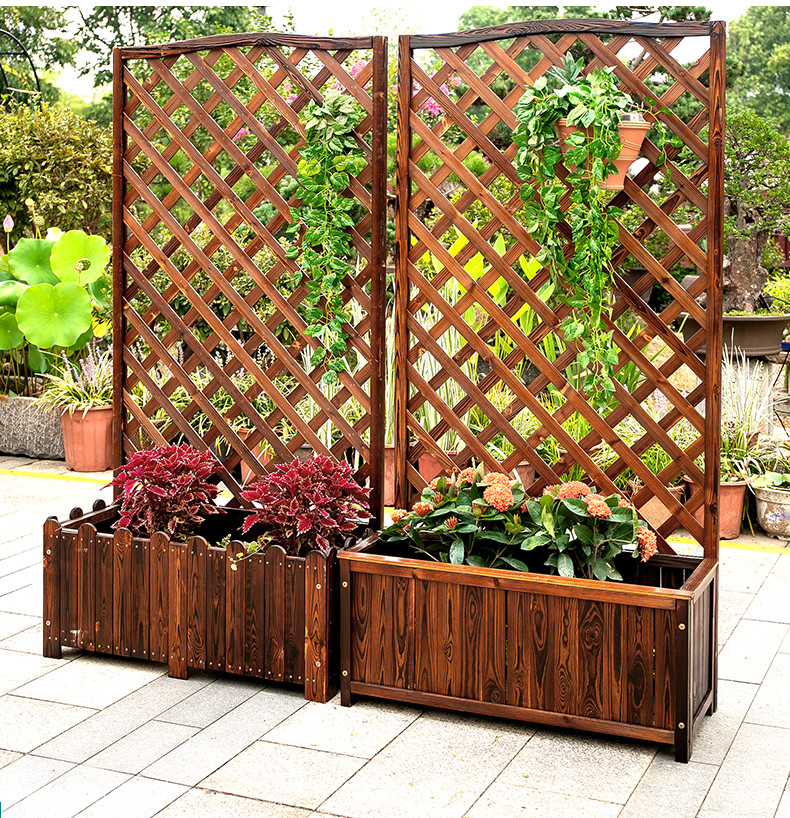 古之南 防腐木栅栏花架花盆爬藤架攀爬户外围栏室外庭院装饰花槽隔断