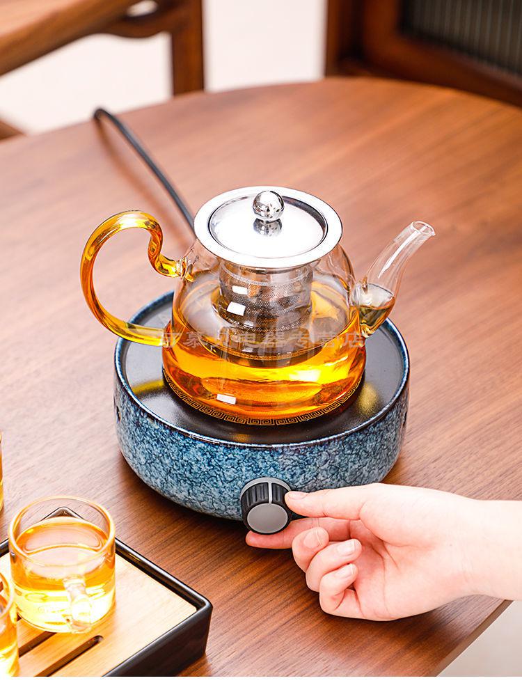 迷你小型电陶炉茶炉静音泡茶煮茶炉煮茶器电热烧水壶玻璃 夏至陶壶黑