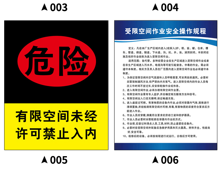 棉柔潔有限空間安全告知牌標識牌作業受限空間警示牌標誌職業病危害