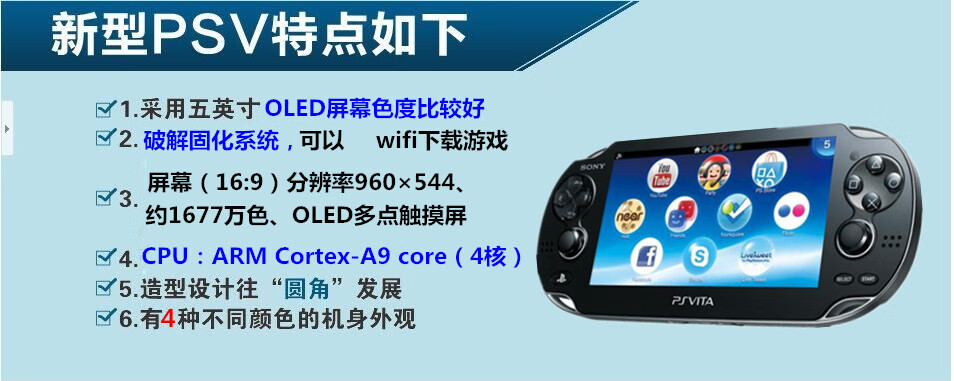 【到货即玩】索尼 psv1000 2000高清游戏机掌机psp3000怀旧街机双联网