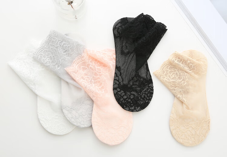 灏吉弧内衣花边蕾丝棉底短丝袜夏季浅口低帮蕾丝袜子女士日韩系花边