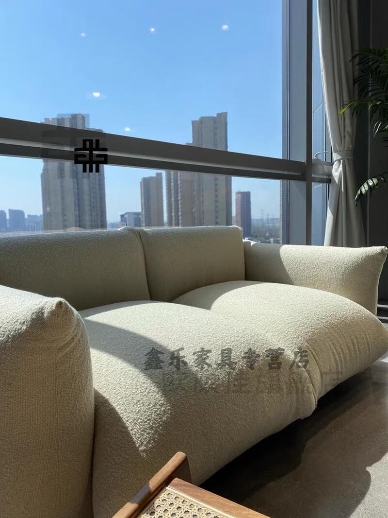 墨绩 羊羔毛沙发 小红书设计师款落地面包沙发北欧白色羊羔毛布艺丝绒