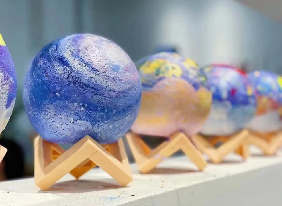 聚彤 月球灯diy 创意手绘diy星球灯月球小夜灯 美术绘画涂鸦彩绘手工