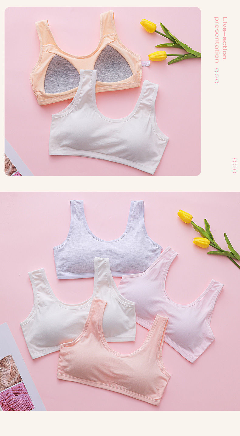 芯王运动内衣女学生韩版内穿文胸罩少女发育期高中初中生纯棉抹胸薄款