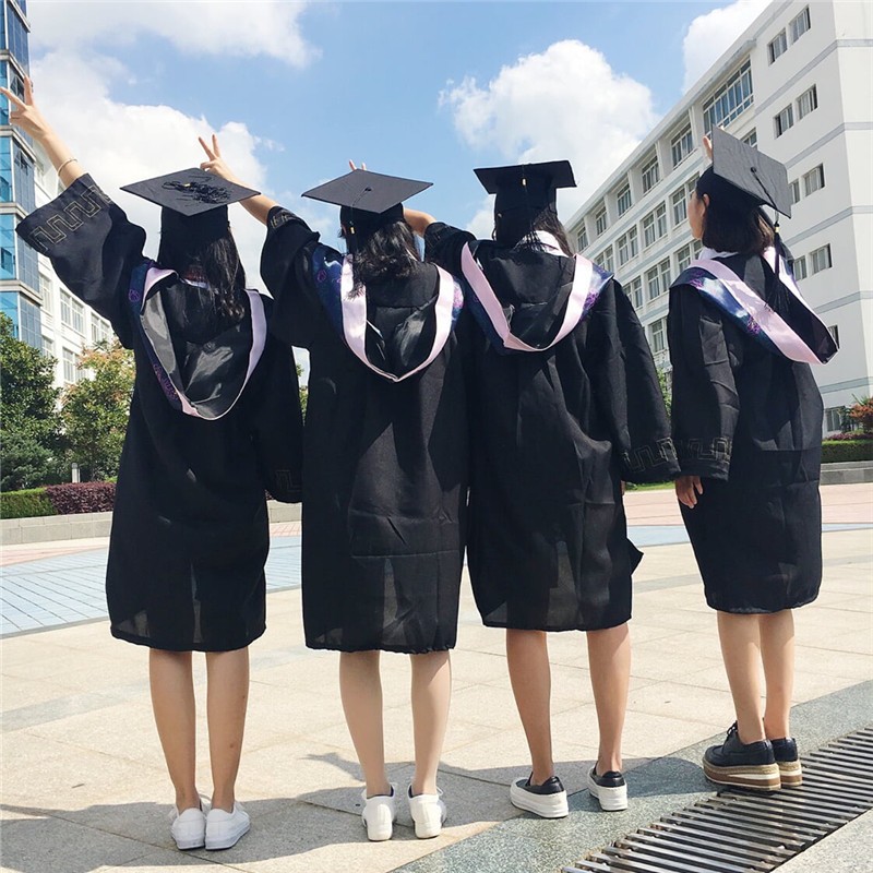 博士学位服学士服拍照毕业礼服女大学生学院风高中毕业照学位服博士