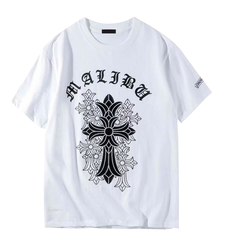 十字架宽松休闲潮流衣服短袖短裤情侣一套装一套白色十字花t恤灰色