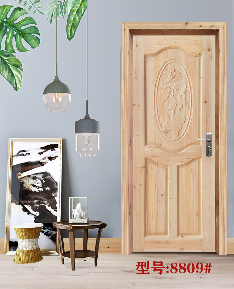 索梵定制新中式仿古门窗杉木原木实木门室内门谷仓门套装门房间卧室门