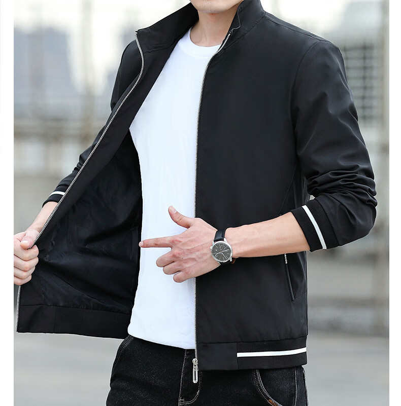 li lang男士立领夹衫秋季休闲商务外套上衣男装工作服同款 立领-灰色