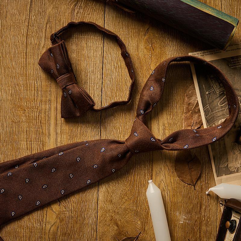 男士领带配饰套装8手打男士领带棕色复古正装高端轻奢配饰结婚新郎