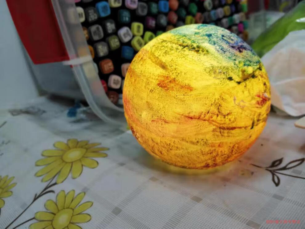 长闪 月球灯diy 创意手绘diy星球灯月球小夜灯 美术绘画涂鸦彩绘手工