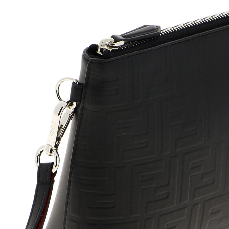 fendi/芬迪 手拿包经典款男士中号黑色系ff标识皮革商务百搭拉链手拿