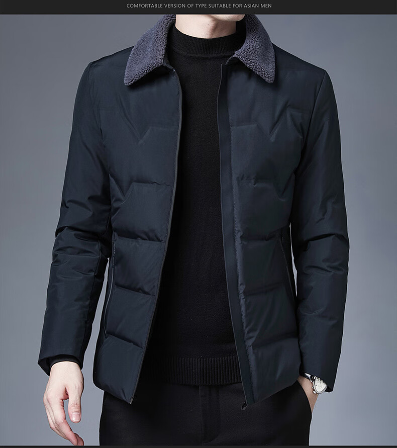 2020男装新品冬季新款男士白鸭绒羽绒服中年男装外套 哈青 3xl/190