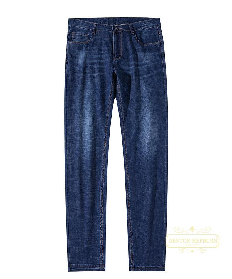 品牌商务休闲春季新款牛仔裤中青年休闲男裤修身长裤子男装 蓝色 32