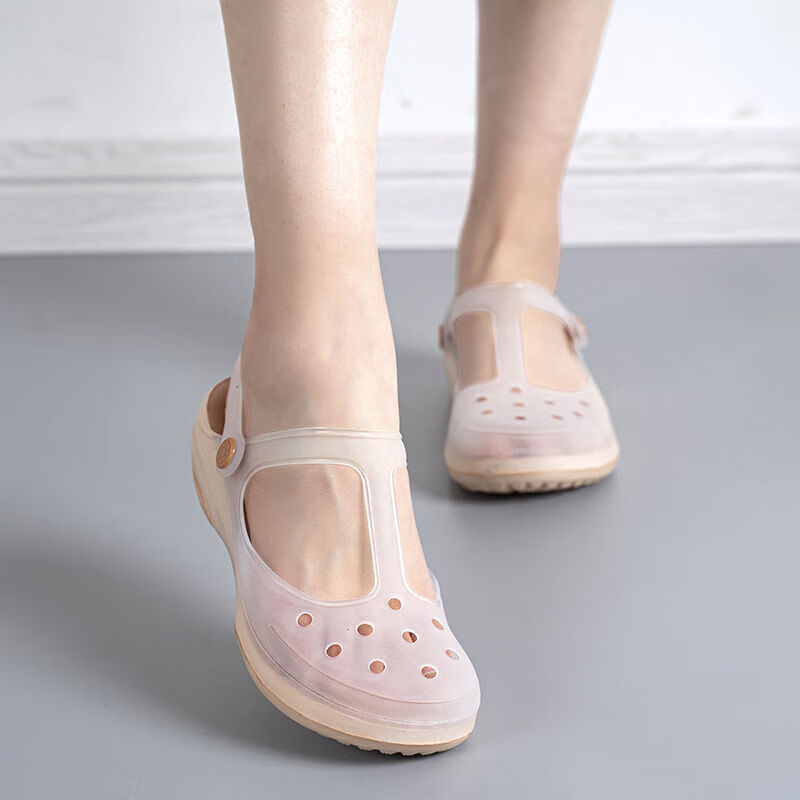 流氓兔加厚软底洞洞鞋女夏季旅游防滑果冻鞋沙滩鞋女士凉拖鞋浅紫g15