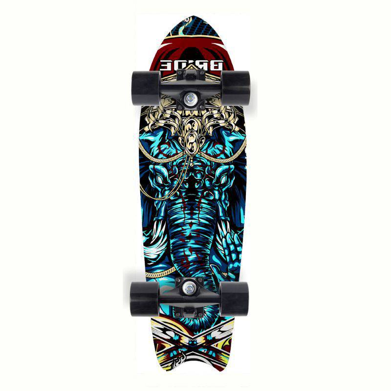 鱼板单翘刷街板鱼尾滑板枫木大鱼板陆地冲浪板可定制 狼头【图片 价格