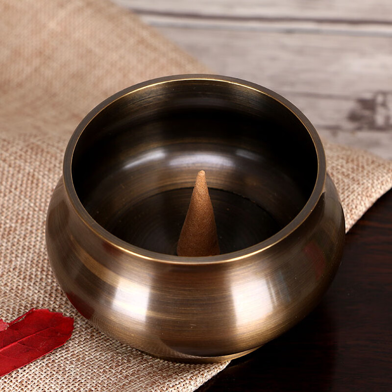 吉祥缘香炉纯铜仿古压经炉家用迷你供佛财神盘香炉香插檀香炉仿古压经