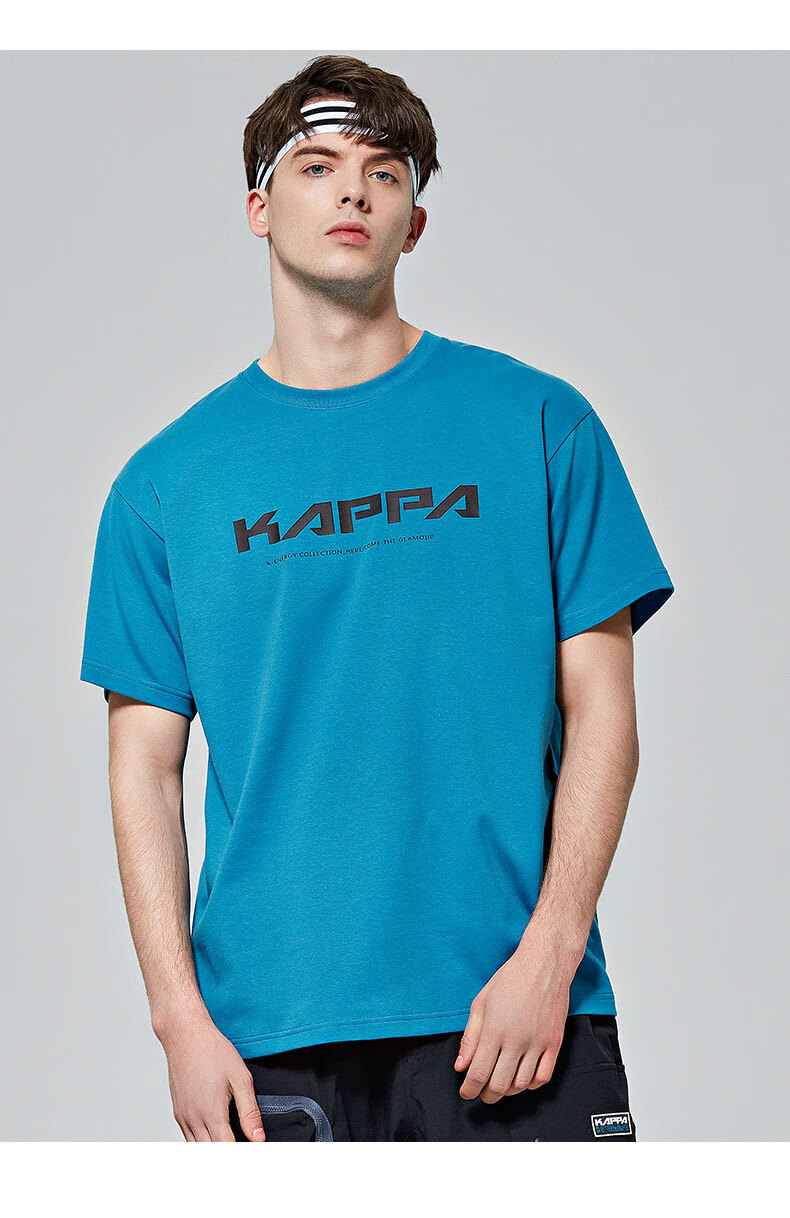 推荐kappa男子运动服圆领棉柔休闲短袖t恤春夏新款k0a12td02f现货冰原