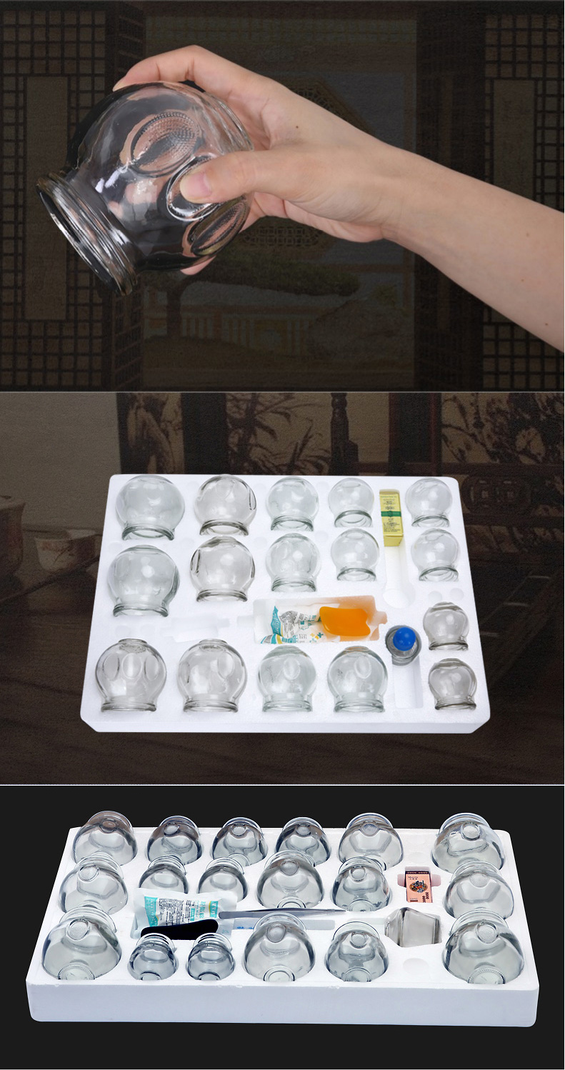 拔罐器火罐玻璃家用厚罐医用16个大号单个美容院罐火钳 不锈钢点火棒