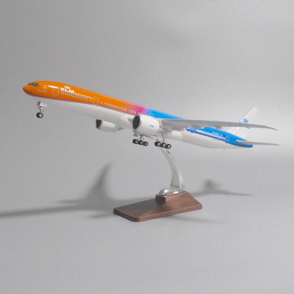 仿真飞机模型47cm带轮子带灯波音777民航客机航模 荷兰航空b747标配版