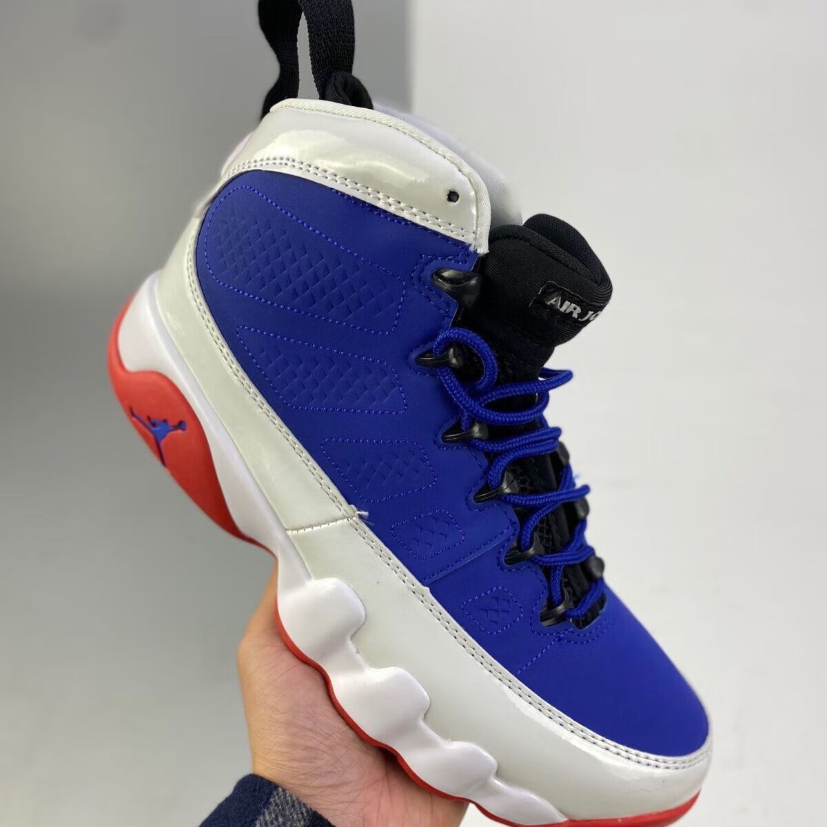 air aj9retro aj9 高帮乔9黑白白蓝耐磨防滑舒适缓震运动篮球鞋男
