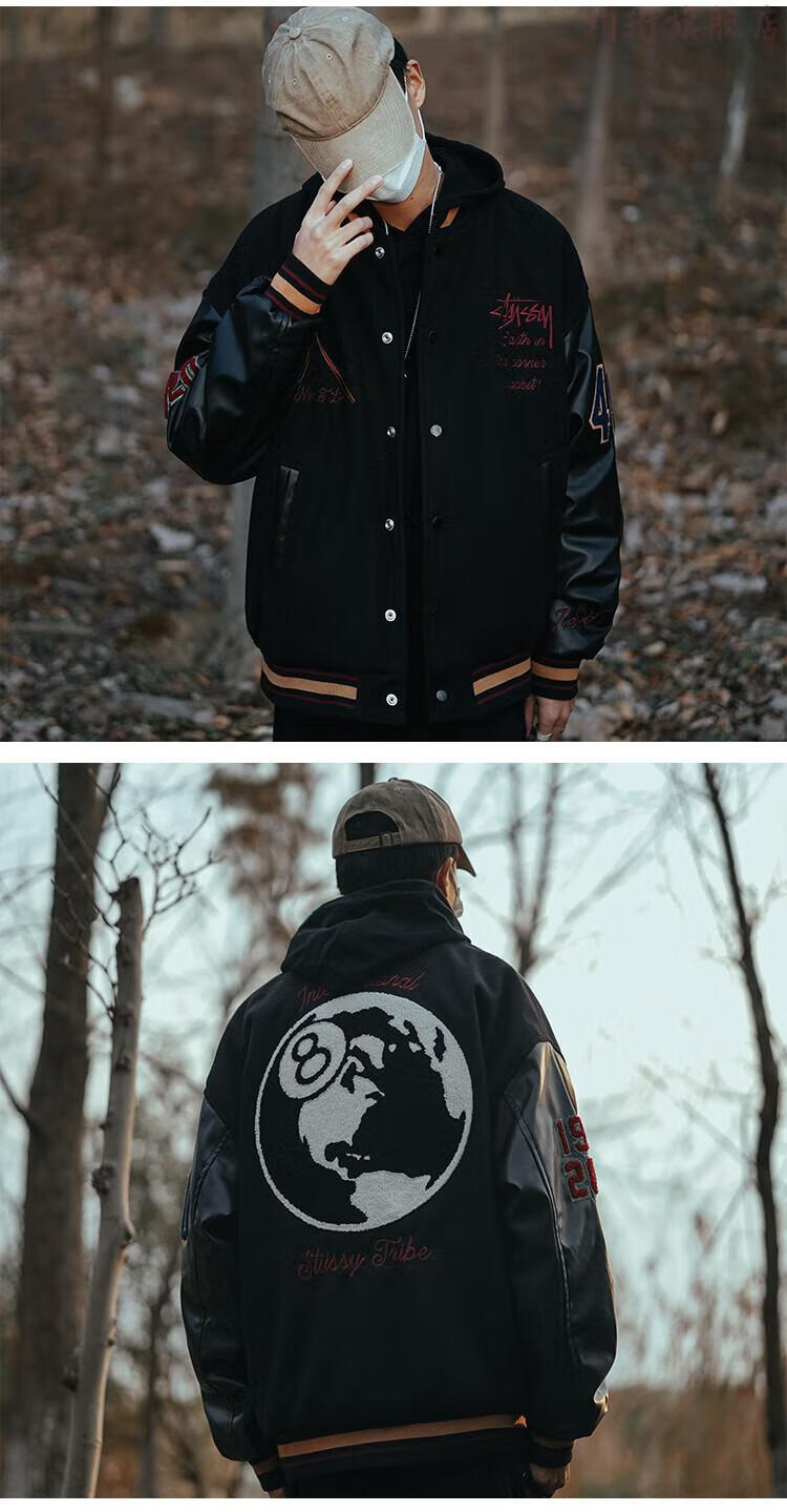 2022新款 斯图西stussy黑八棒球服40周年限定vibe风刺绣皮情侣美式加
