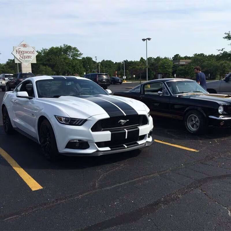 福特野马gt机盖车贴拉花侧裙改装贴纸 引擎盖装饰个性赛车车身贴 黑色