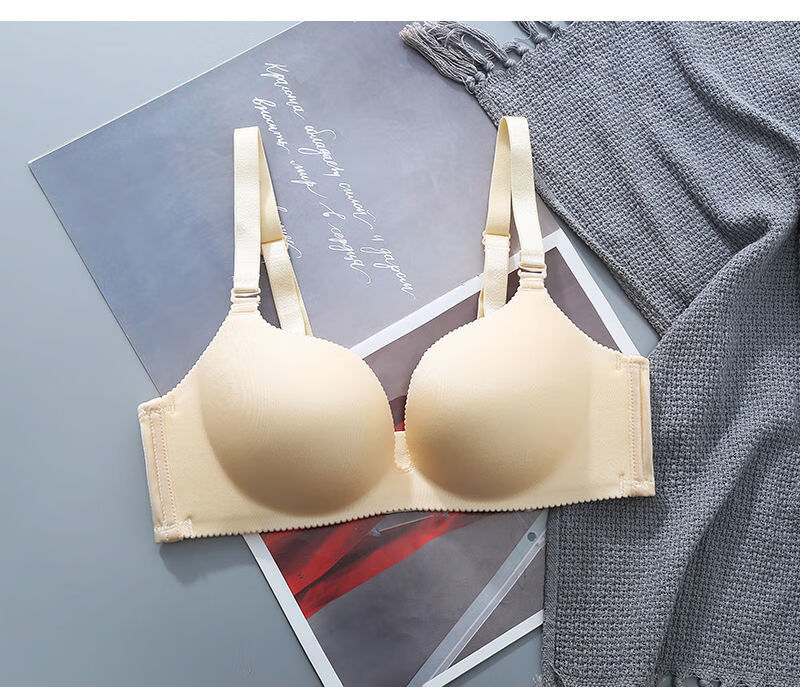 片式无痕内衣女性感收副乳聚拢大胸显小文胸罩厚薄款白色中厚杯85a38a