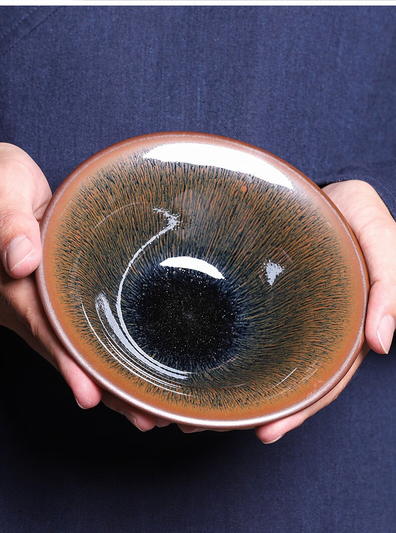 水墨当清 建盏大号碗特大斗笠油滴百花盏功夫茶碗纯手工主人杯单个