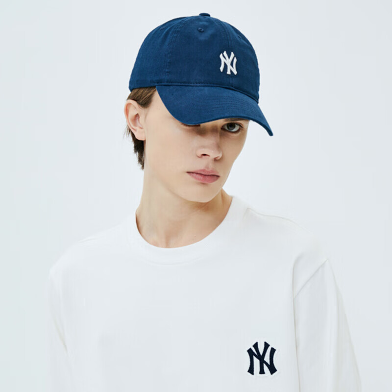 mlb棒球帽 情侣小字母ny帽子 韩版潮流弯檐鸭舌帽91479 紫色/ny f