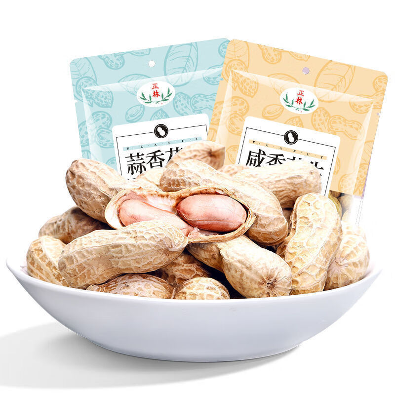 新货正林水煮花生五香蒜香咸干奶香带壳花生零食坚果年货120g1袋咸香