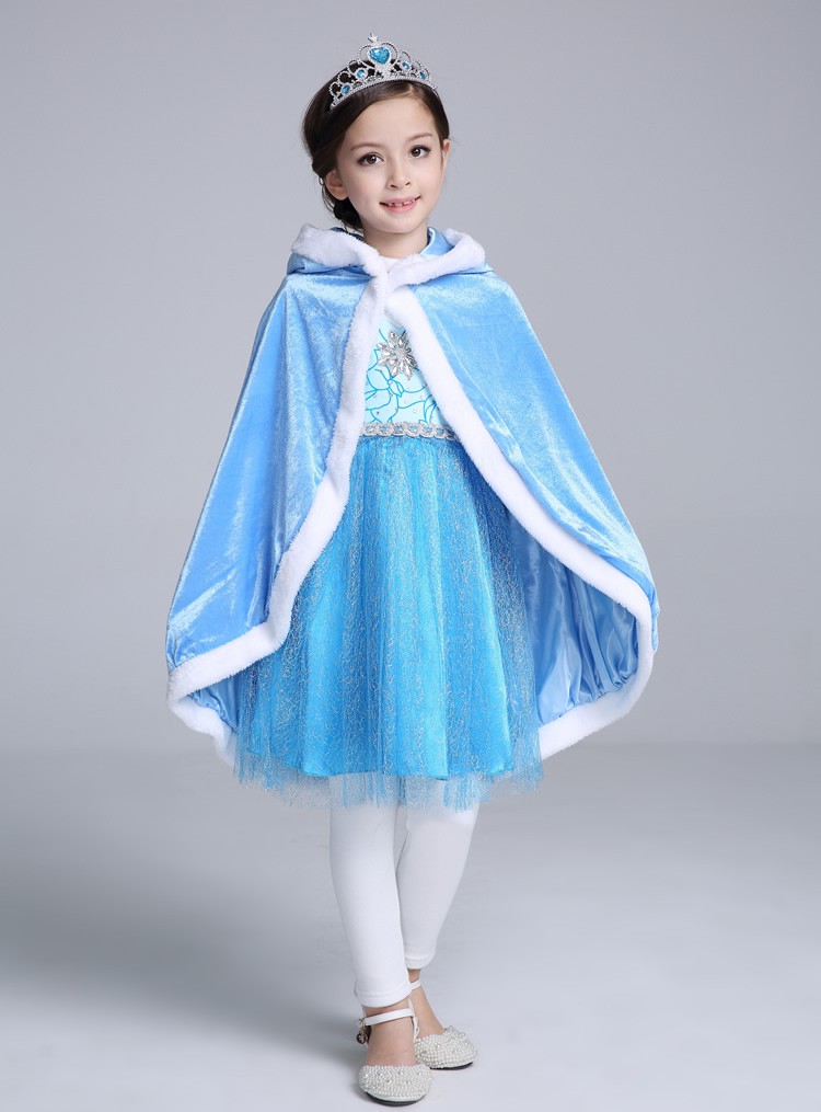 冰雪奇缘2斗篷艾莎公主披风女童爱莎披肩万圣节儿童服装冬季加绒 玫红