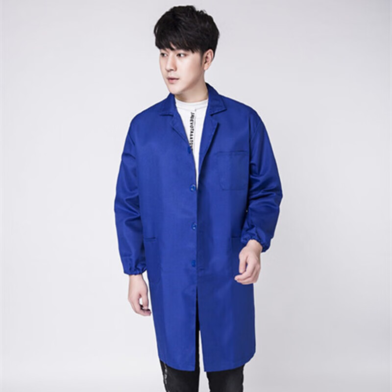 2020韩版时尚修身罩衣成人女长袖围裙中长款蓝大褂尘护衣男士工作服