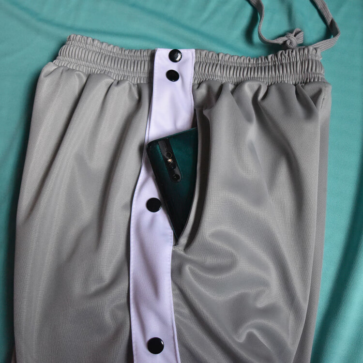 易穿脱全开扣裤男女病号服腿打石膏裤子针灸长裤康复护理裤黑 黑白