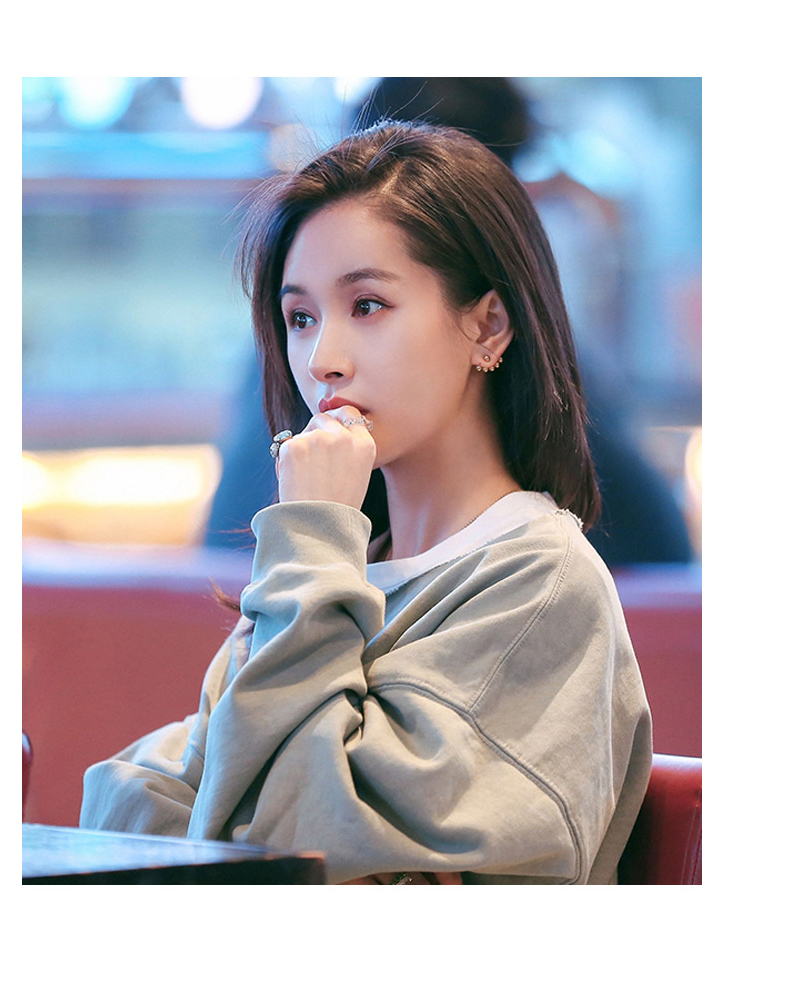 ck施华洛世奇锆王子文同款耳钉银女夏简约可爱精致耳环扇形金珠微笑