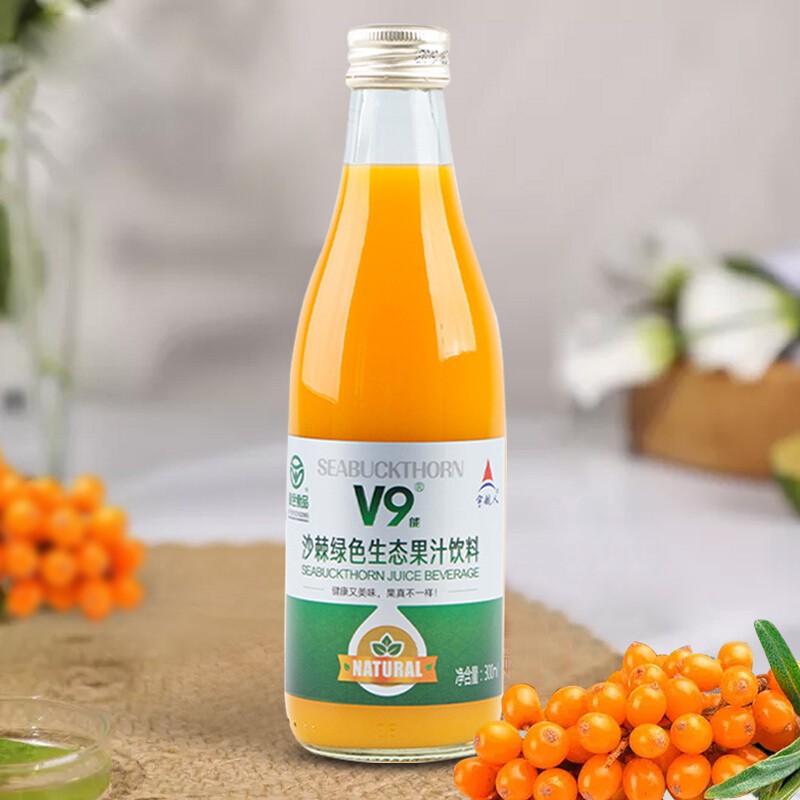 宇航人沙棘原浆沙棘汁鲜榨果汁饮料40沙棘原浆300ml*12瓶整箱 300ml*