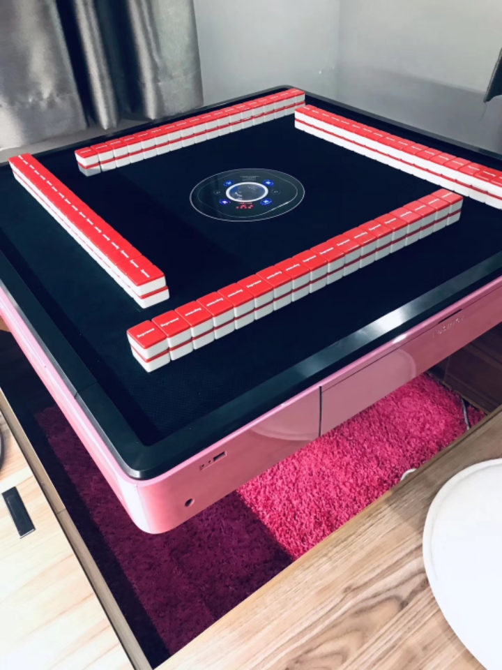 上海雀友全自动方和旋翼麻将机小尺寸粉色立柱折叠木纹过山车全自动