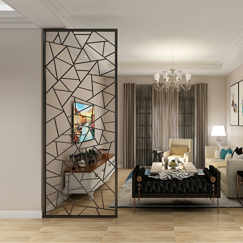 新中式客厅隔断镂空花格装饰屏风新款不锈钢屏风金属现代铁艺轻奢隔断